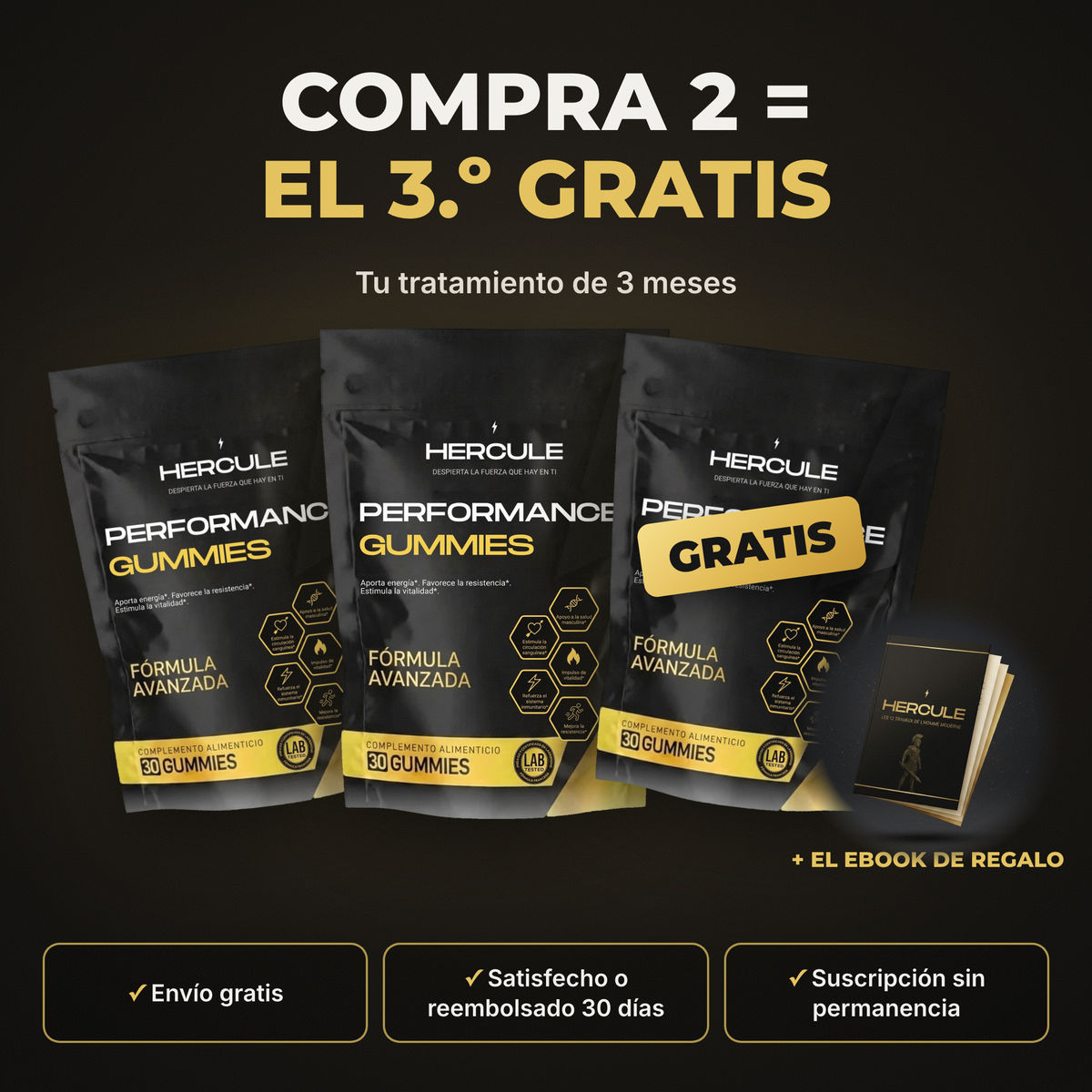 [lang:es] HERCULE Gummies Performance, compra 2 y el 3.º gratis