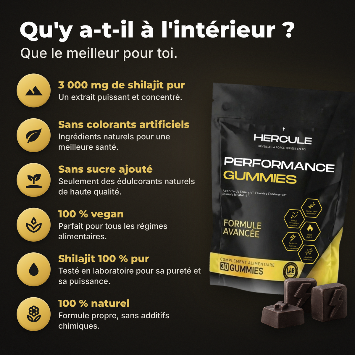[lang:fr] HERCULE Gummies Performance, qu'y a-t-il à l'intérieur