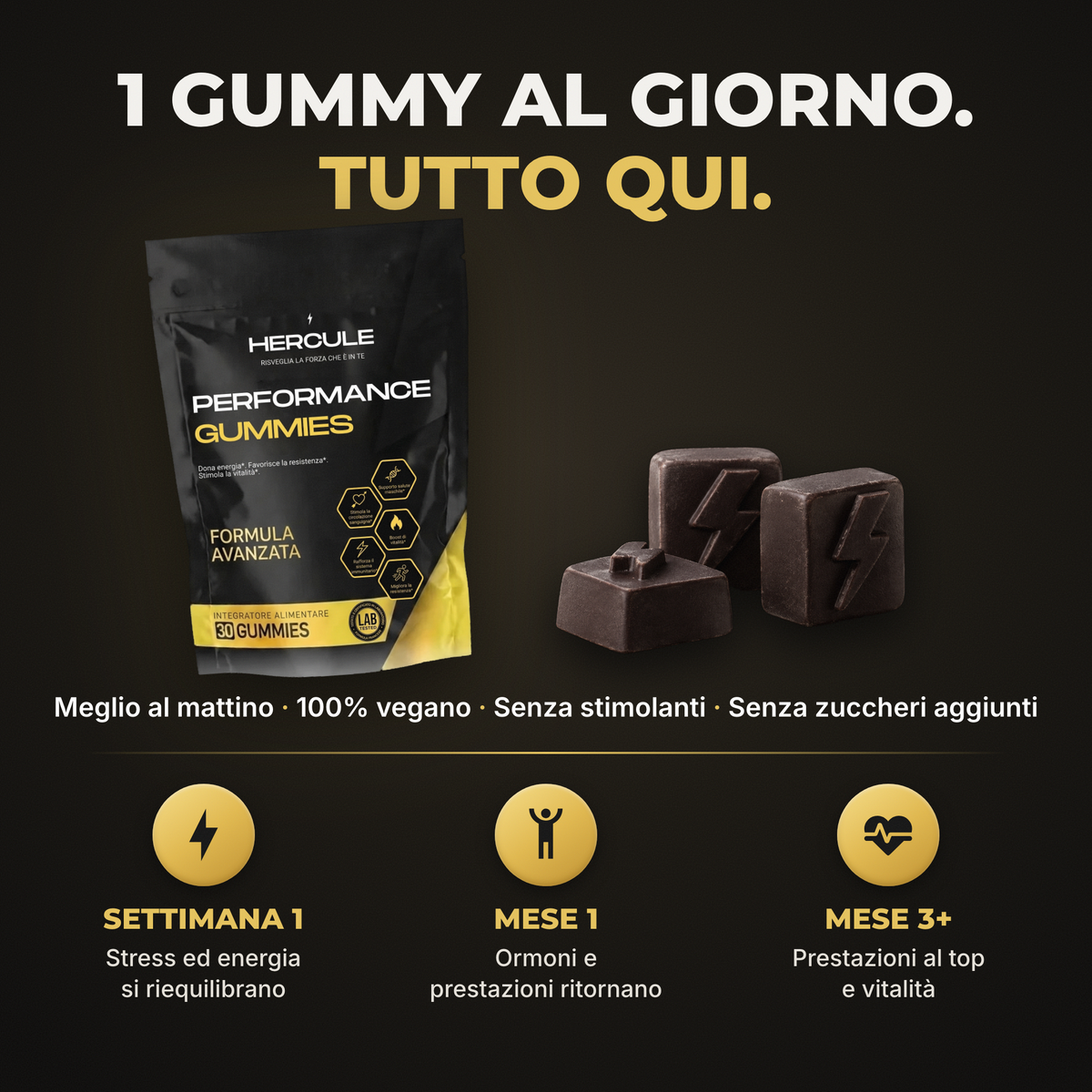 [lang:it] HERCULE Gummies Performance, 1 gummy al giorno